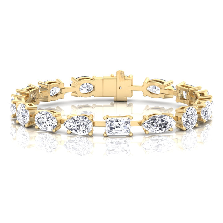 Mixed Shape Natural Diamond Tennis Bracelet Yellow Gold 18K