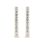 Inside Out Asscher Cut Natural Diamond Hoop Earrings Yellow Gold