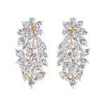 Cluster Pear and Marquise Shape Natural Diamond Drop Earrings Yellow Gold 18K