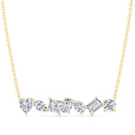 Multi Shape Natural Diamond Bar Pendant Yellow Gold 14K 