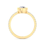 Monza - Round Bezel Set Engagement Ring with Pave Band - Gem Jewelers Co