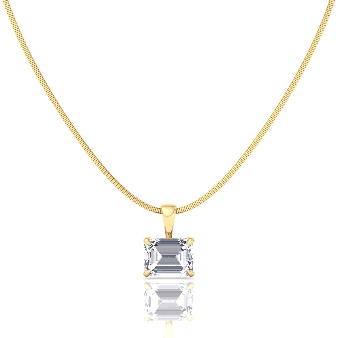 Emerald-Cut Natural Diamond Necklace on Luxe Omega Chain