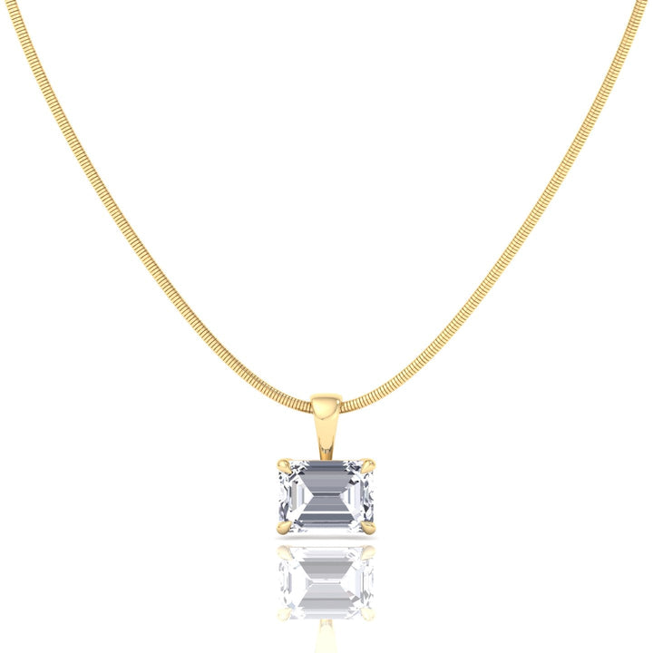Emerald-Cut Natural Diamond Necklace on Luxe Omega Chain