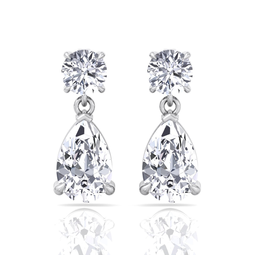 Round and Pear Shape Natural Diamond Drop Earrings
