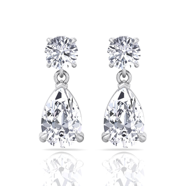 Round and Pear Shape Natural Diamond Drop Earrings