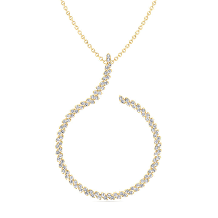 4.8CT T.W. Circle Swirl Pendant with Marquise Shape Yellow Gold 18K