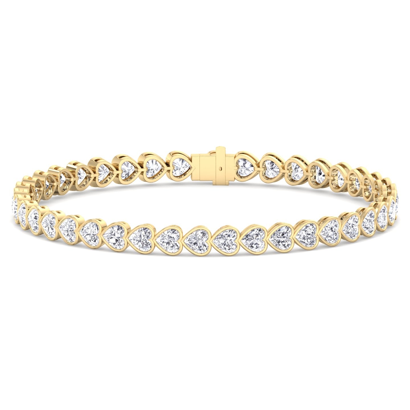 Elaria - East to West Heart Shape Bezel Set Natural Diamond Tennis Bracelet - Gem Jewelers Co