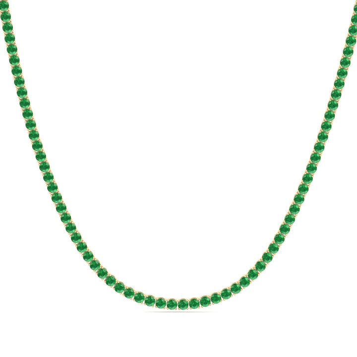 Giovane - Natural Green Emerald Tennis Necklace - Gem Jewelers Co