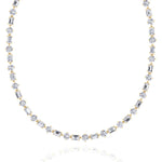 Alternating Emerald and Round Natural Diamond Tennis Necklace Yellow Gold 14K 