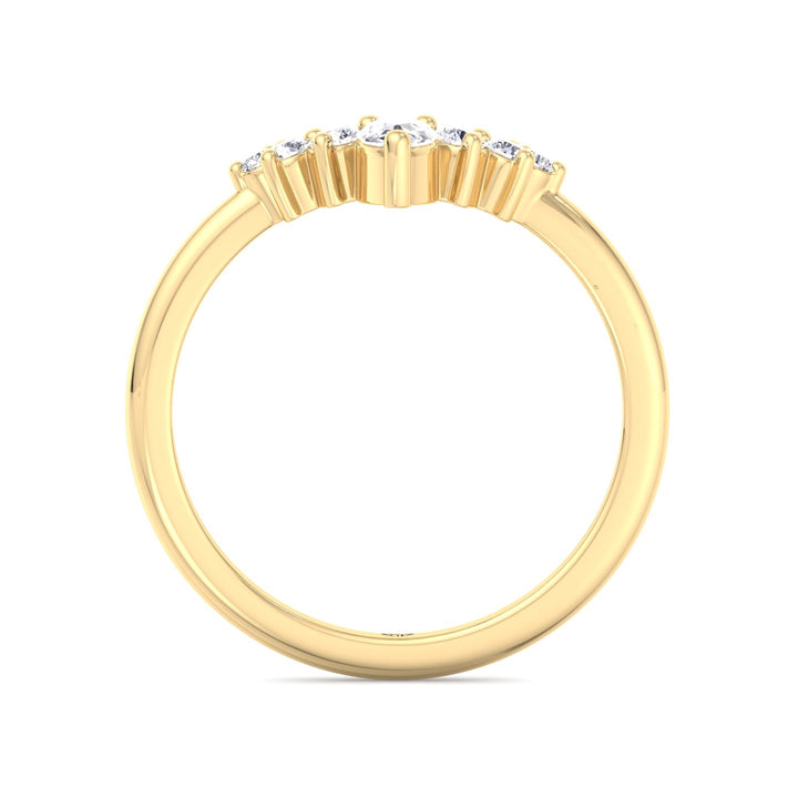 YG Pear Shape Natural Diamond Curved Tiara Engagement Ring 4