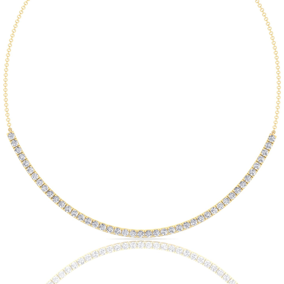 Halfway 4-Prong Natural Diamond Tennis Necklace Yellow Gold 18K