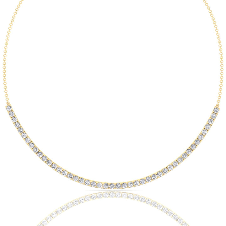 Halfway 4-Prong Natural Diamond Tennis Necklace Yellow Gold 18K