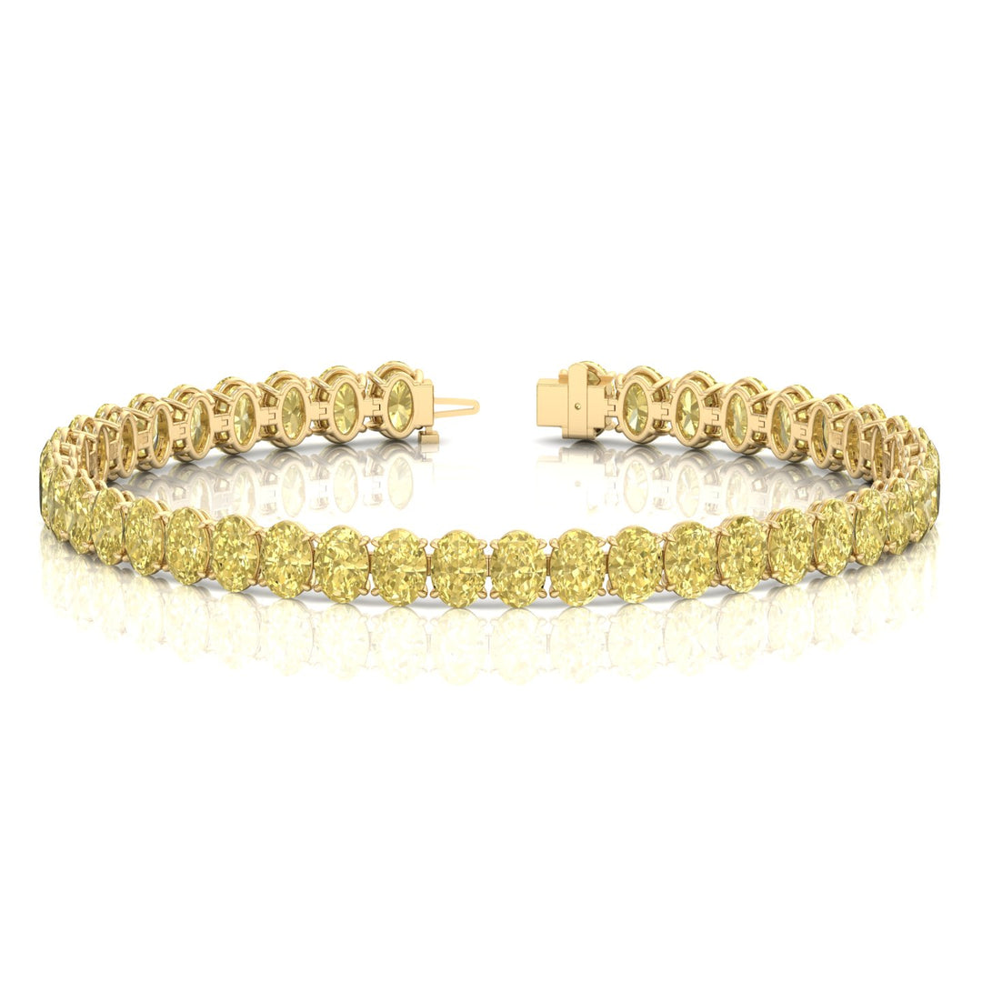 20CT Oval Shape Natural Fancy Yellow Diamond Tennis Bracelet