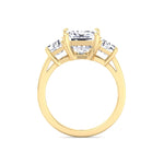 Paolina - 3 Stone Emerald & Trapezoid Diamond Engagement Ring - Gem Jewelers Co