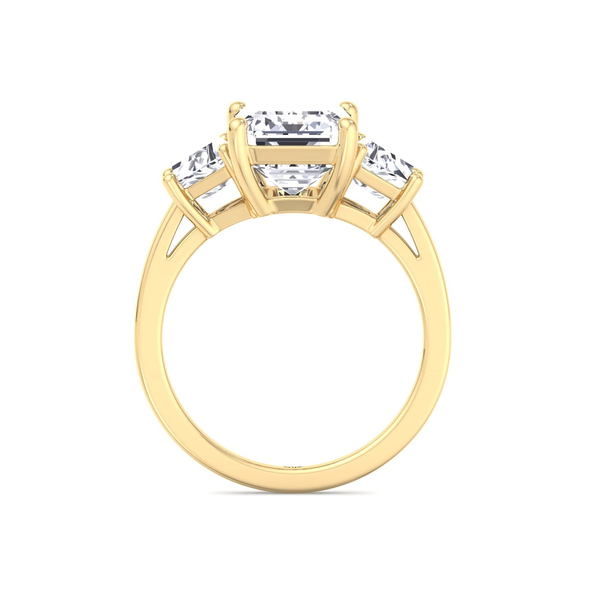 Paolina - 3 Stone Emerald & Trapezoid Diamond Engagement Ring - Gem Jewelers Co