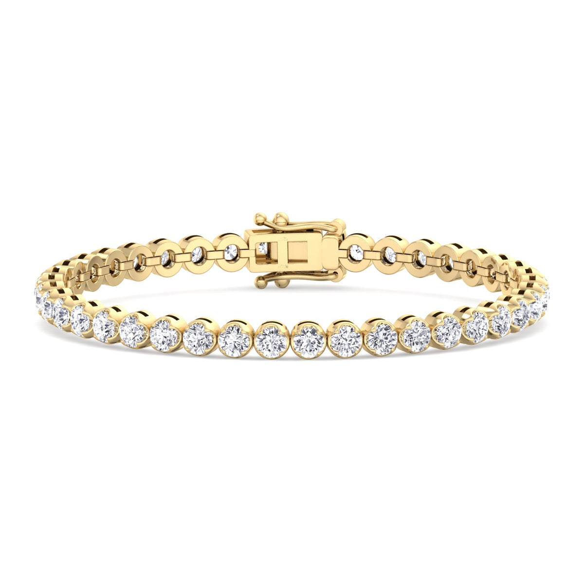 Crown prong natural diamond bracelet 14K Yellow gold