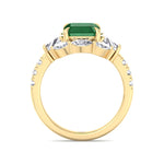 Anzola - Emerald Shape Green Emerald Engagement Ring with Marquise, Trapezoid, and Round Side Stones - Gem Jewelers Co