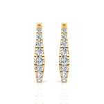 Graduated Round Shape Natural Diamond Huggie Hoop Earrings Yellow Gold 1