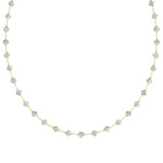 4-Prong Round Natural Diamond Bar Necklace Yellow Gold 18K