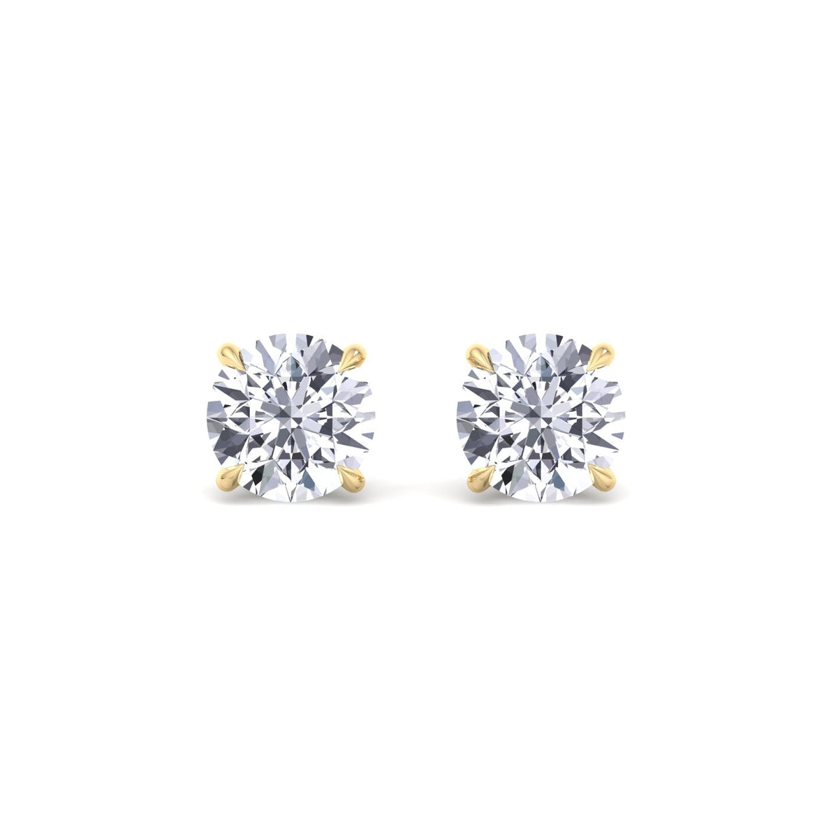 GIA Certified 1CT Round Cut Diamond Studs in 14K Solid Gold - Gem Jewelers Co
