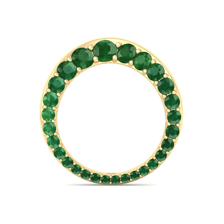 Natural Green Emerald Invisible Halo Eternity Band Yellow Gold 18K