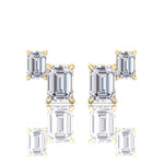 Double Emerald Shape Natural Diamond Studs-1.4CT-14K-18K-Yellow Gold