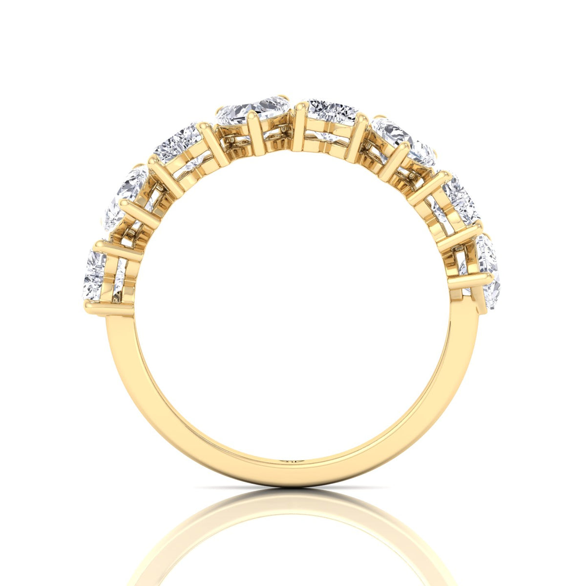 Heart Shape Half Way Natural Diamond Eternity Band Yellow Gold 