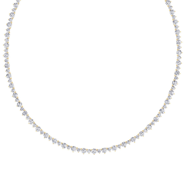 3 Prong Alternating Size Natural Diamond Tennis Necklace