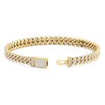 3CT natural diamond Cuban link bracelet 14K yellow gold