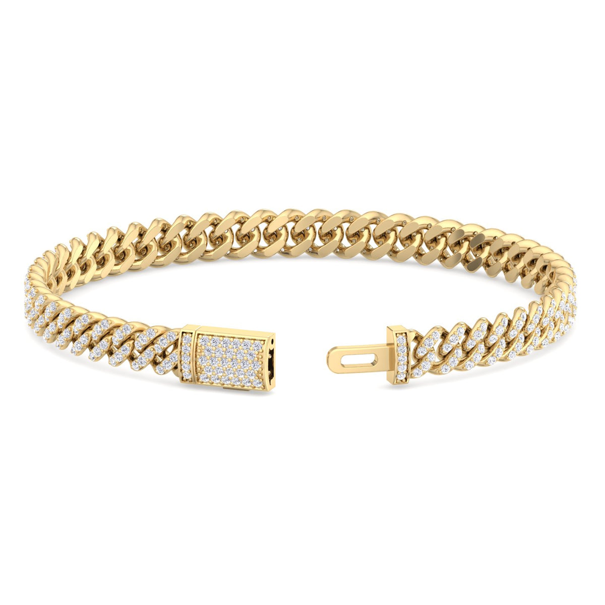 3CT natural diamond Cuban link bracelet 14K yellow gold