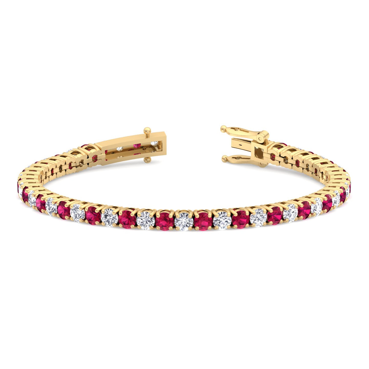 Sophie - Natural Diamond & Ruby Tennis Bracelet - Gem Jewelers Co