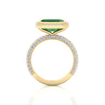 Natural Green Emerald Halo Engagement Ring With Pave Band YG 4
