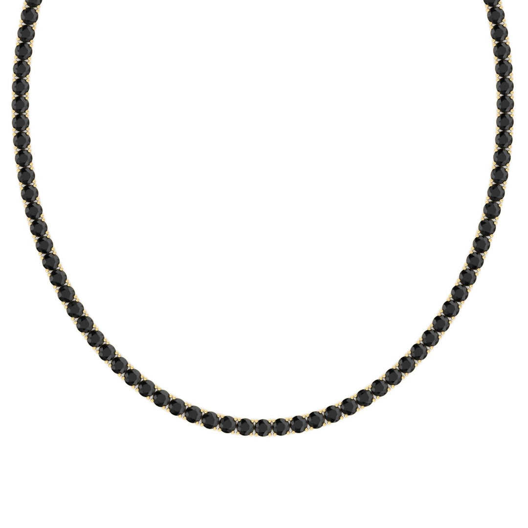 Men's Black Diamond Tennis Necklace 14K Solid Gold