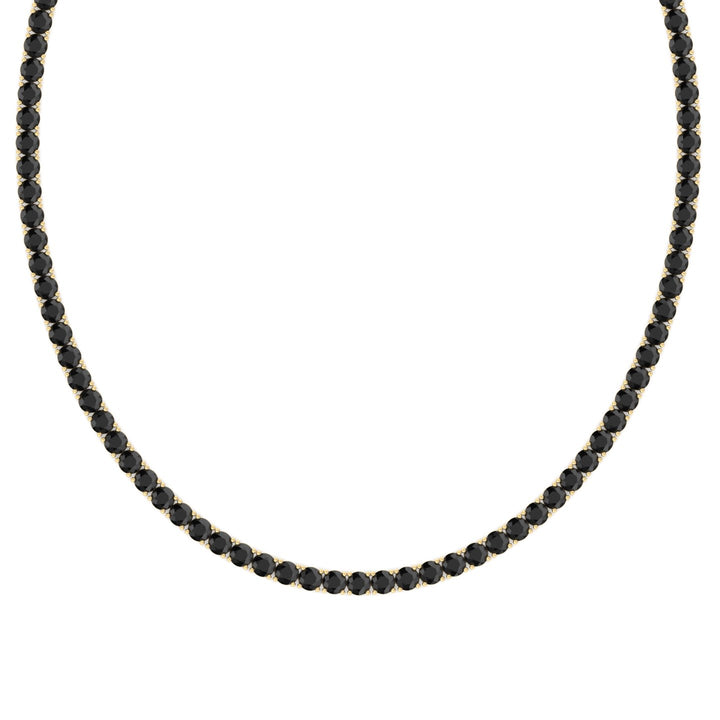 Men's Black Diamond Tennis Necklace 14K Solid Gold