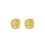 Natural Fancy Yellow Cushion Cut Diamond Studs Yellow Gold 14K 18K