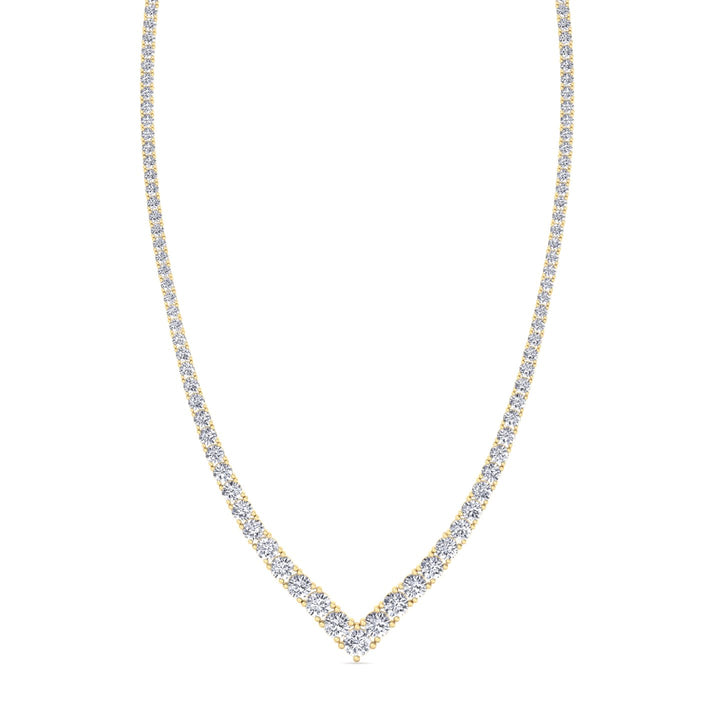 Natural Diamond V Style Chevron Tennis Necklace 18K Solid Gold