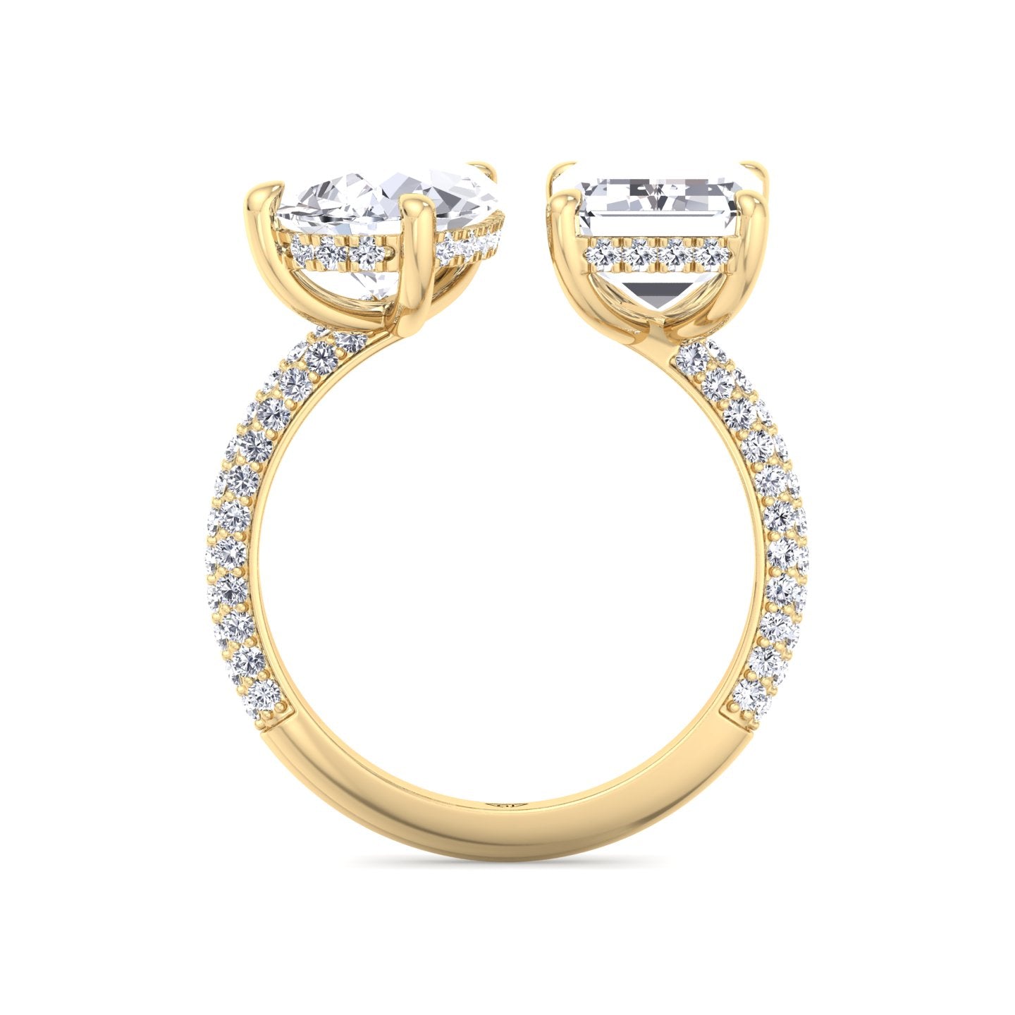 Leani - Toi Et Moi Hidden Halo Emerald and Pear Shape Diamond Engagement Ring - Gem Jewelers Co