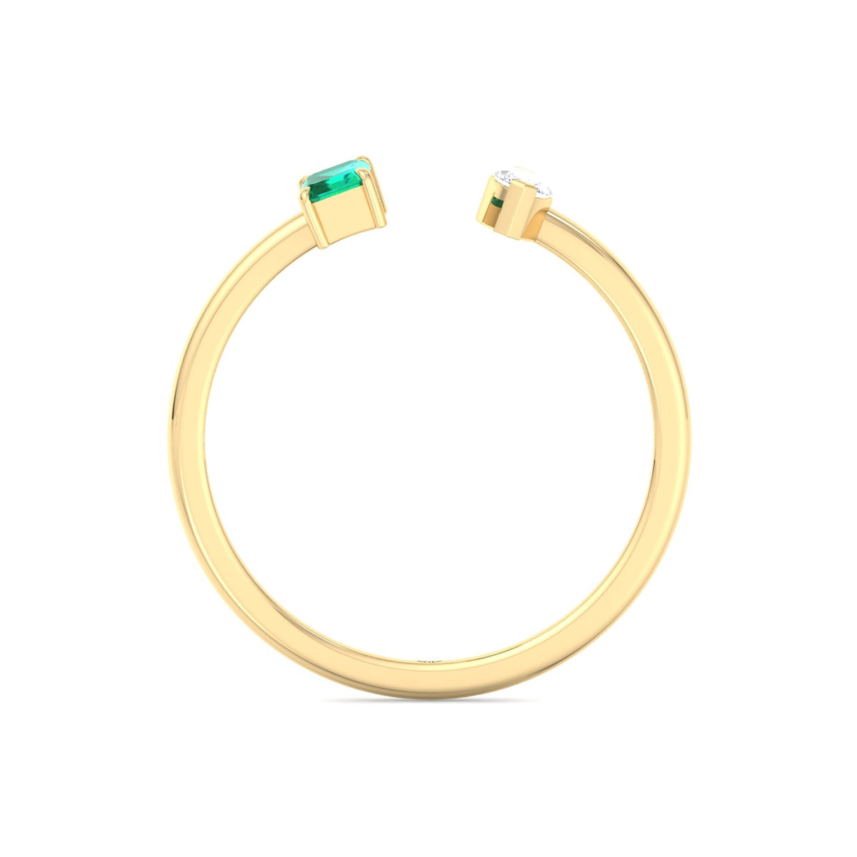 Zaria - Green Emerald & Marquise Shape Diamond Stackable Ring - Gem Jewelers Co