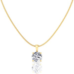 Round Shape - Natural Diamond Necklace Pendant-  on Luxe Omega Chain -Yellow Gold-1CT-2CT
