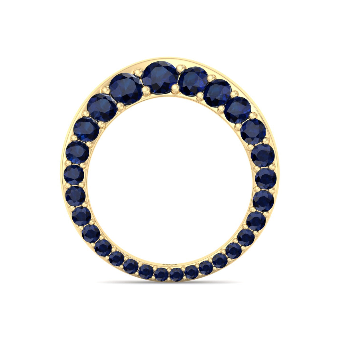 Natural Blue Sapphire Invisible Halo Eternity Band Yellow Gold 14K