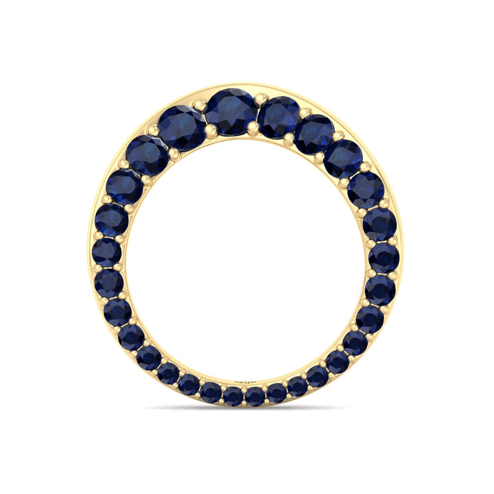 Natural Blue Sapphire Invisible Halo Eternity Band Yellow Gold 14K