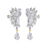 Cluster Marquise and Pear Shape Natural Diamond Drop Earrings Yellow Gold 14K