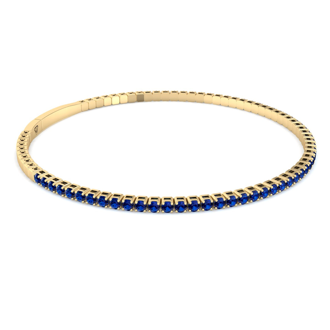 Aurora - Flexible Natural Blue Sapphire Bangle in 14K Solid Gold - Gem Jewelers Co