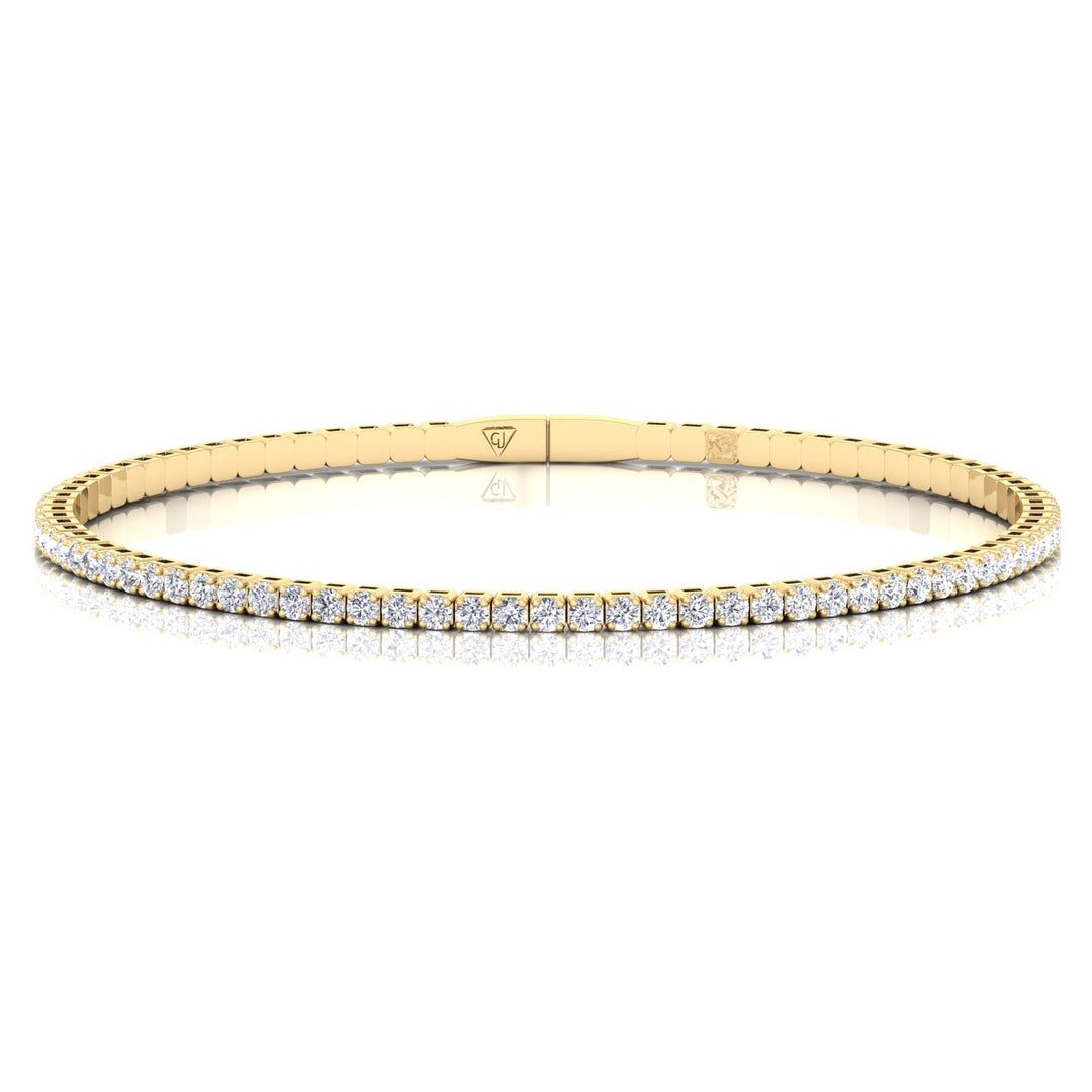 Flexible Round Natural Diamond Full Bangle in 14K Solid Gold