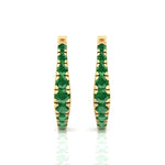 Natural Green Emerald Graduated Round Shape Huggie Hoop Earrings  YG 4