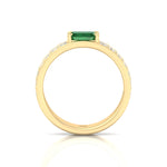 Natural Green Emerald Cushion Cut with Pave Eternity Band YG 4
