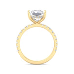 Madella - Princess Shape Hidden Halo Diamond Engagement Ring with Pave Band - Gem Jewelers Co