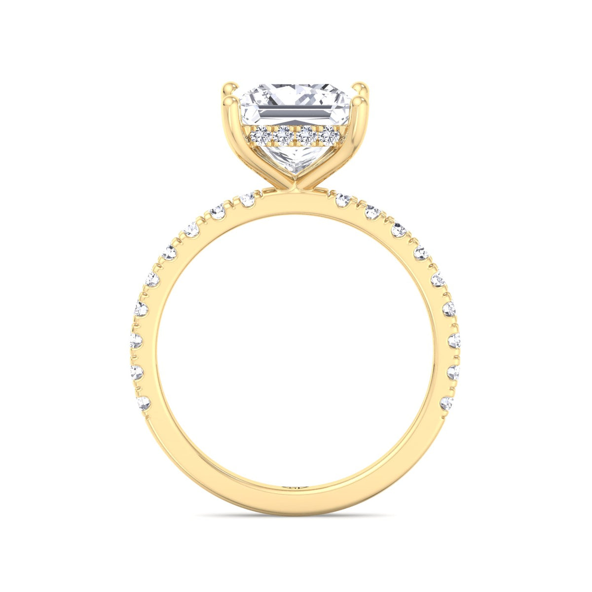 Madella - Princess Shape Hidden Halo Diamond Engagement Ring with Pave Band - Gem Jewelers Co