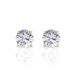 Invisible Halo Natural Diamond Studs-0.5CT-1CT-1.5CT-2CT-3CT-4CT-Yellow Gold