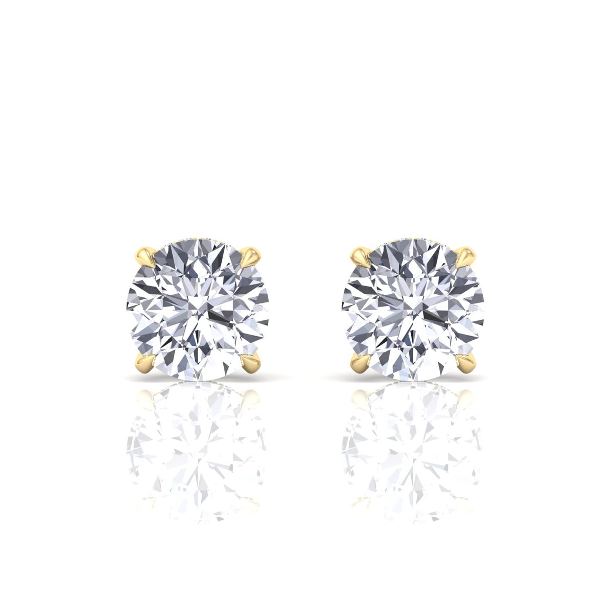 Invisible Halo Natural Diamond Studs-0.5CT-1CT-1.5CT-2CT-3CT-4CT-Yellow Gold